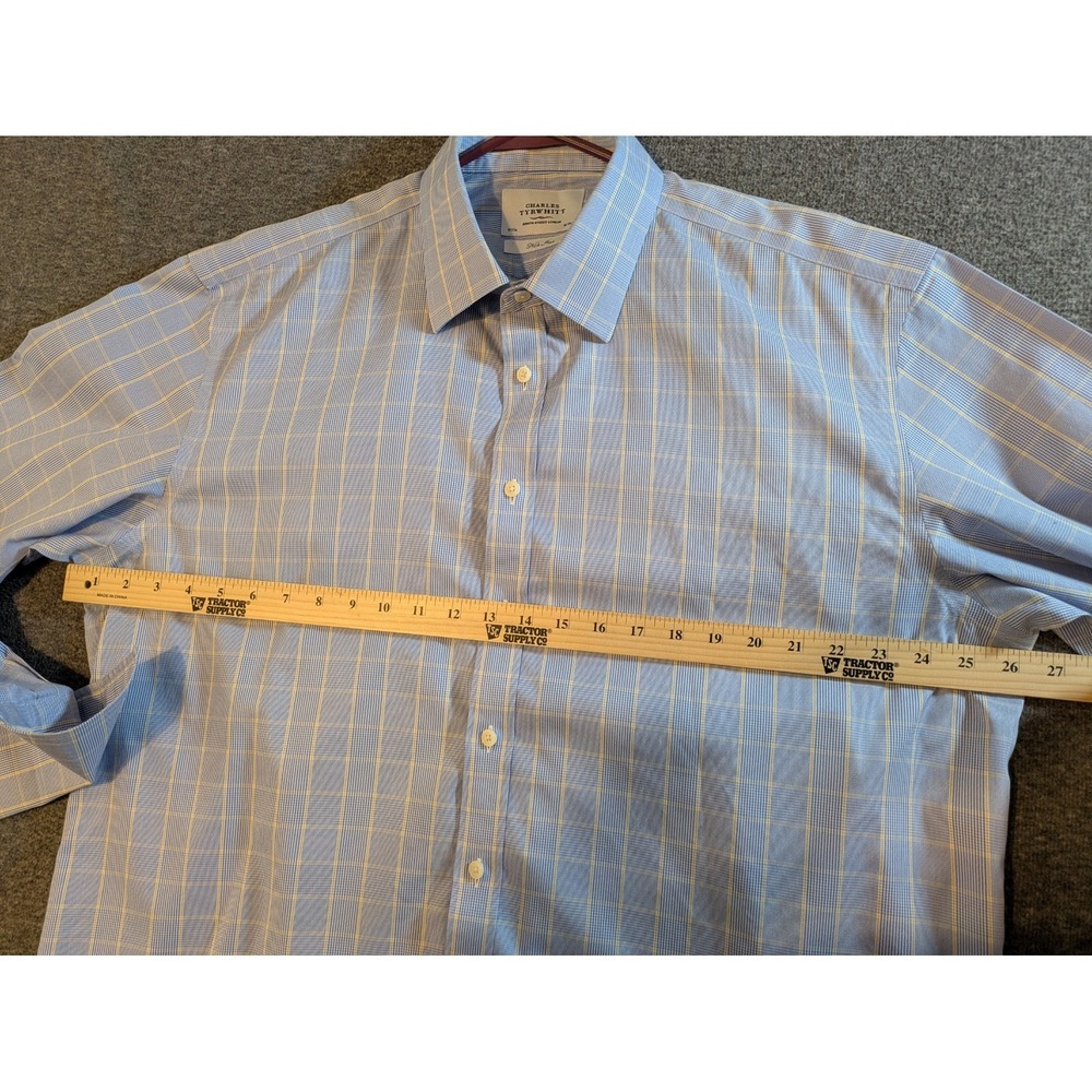 Charles Tyrwhitt Shirt Mens Oxford Button Up 18-37 Blue Long Sleeve French Cuff - Picture 3 of 9